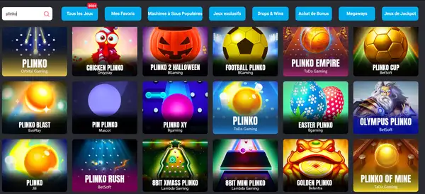 Trouver Plinko Game dans le catalogue des jeux et l’ouvrir